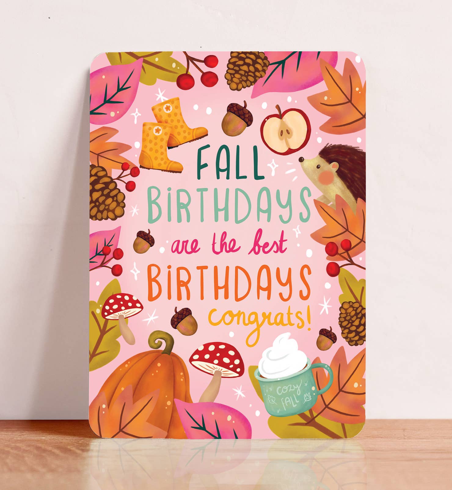 Kaart felicitatie verjaardag herfst paddestoel | Kaart Aniet Illustration